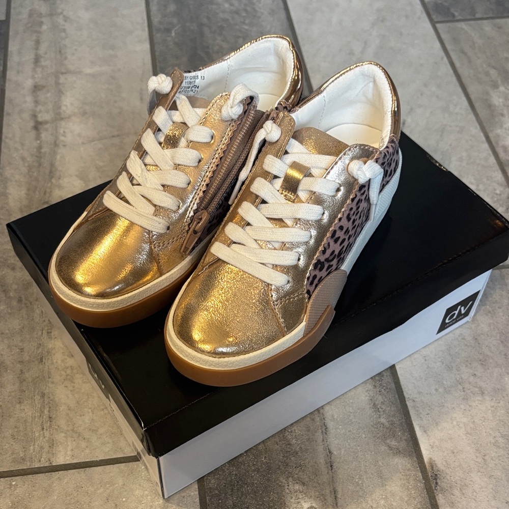 DV by Dolce Vita Gold and Leopard Kids Sneakers